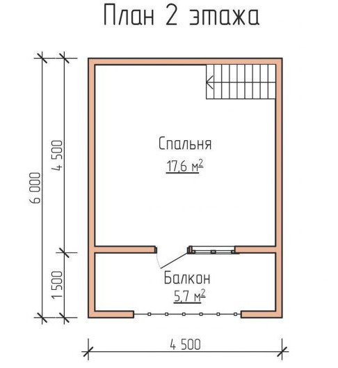 layout of the house 6 to 6 with an attic photo