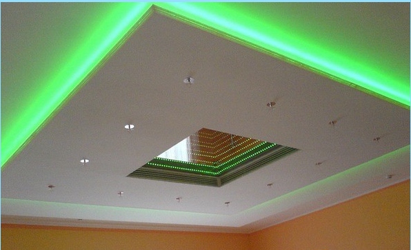 натяжные потолки с подсветкой гипсокартоном фото
