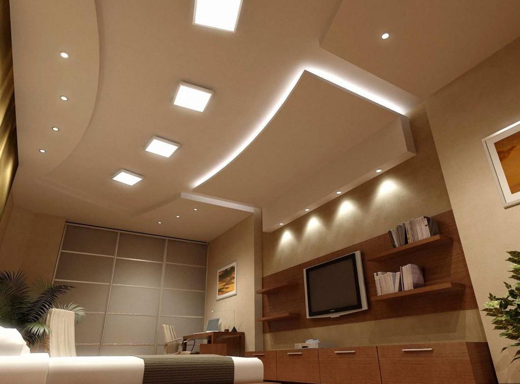 многоуровневый потолок из гипсокартона с подсветкой