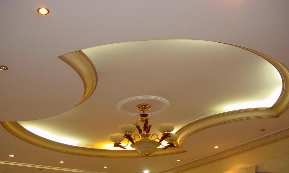 потолок из гипсокартона с подсветкой фото зал