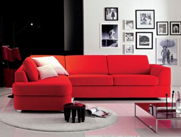 Сочетание красного дивана в интерьере