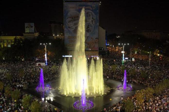 singing fountains in Krasnodar time