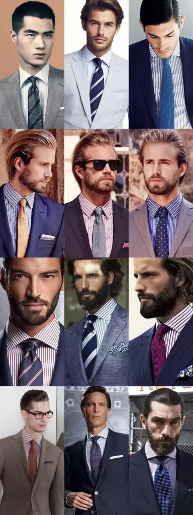 Мужчины с бородами и усами в галстуках и пиджаках