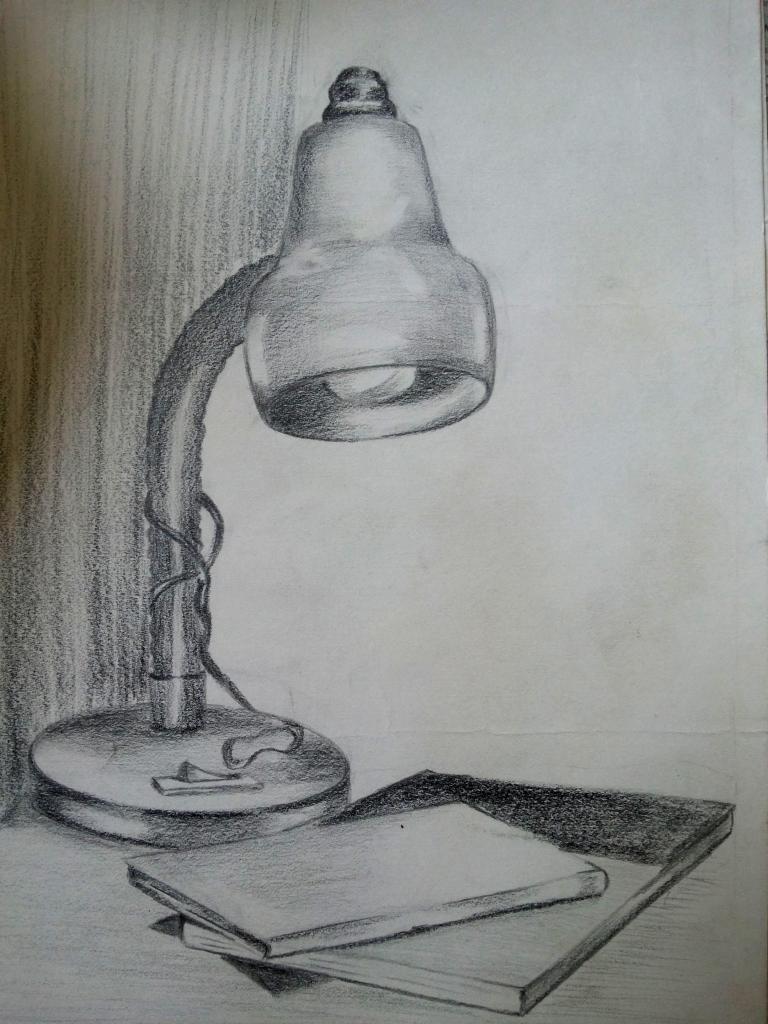 Лампа, нарисованная карандашом