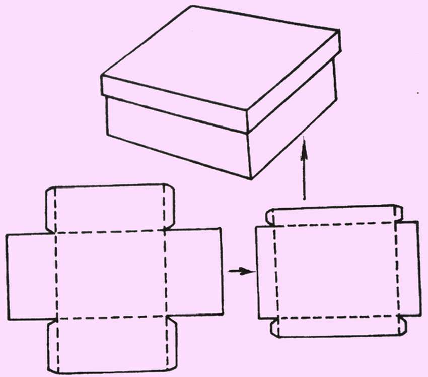 Схема бумажной коробочки