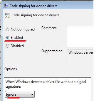отключить проверку цифровой подписи драйверов windows 7 home basic 64