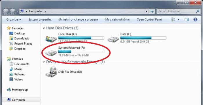 Зарезервировано системой как убрать виндовс 7