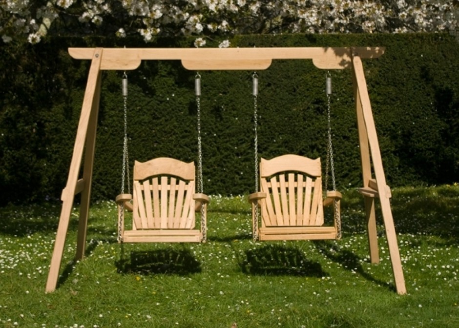 Wooden swing for a summer residence