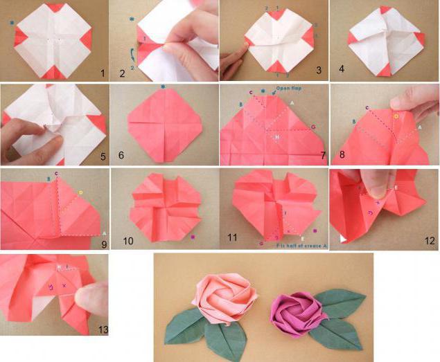 Origami scheme flowers roses