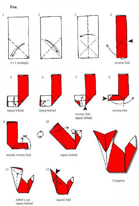 оригами лиса из бумаги
