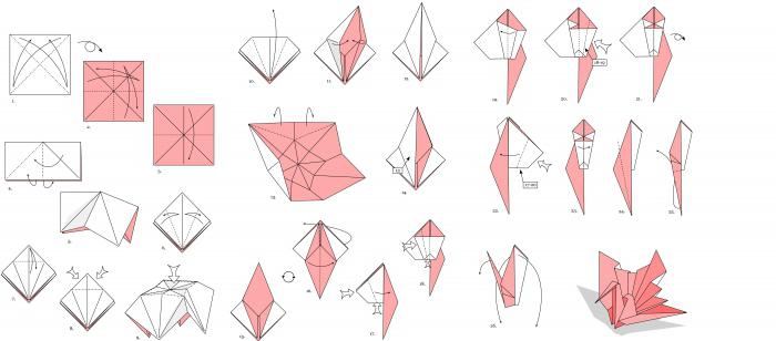 журавлик оригами схема
