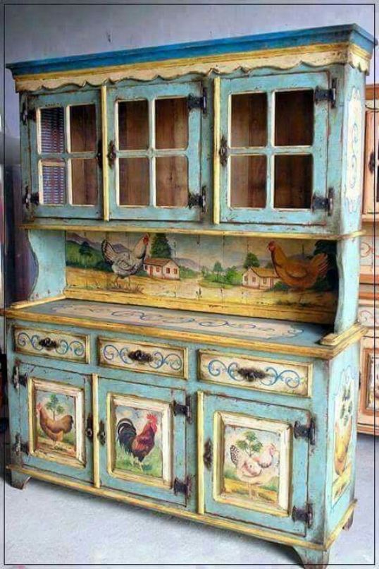 Decoupage old buffet