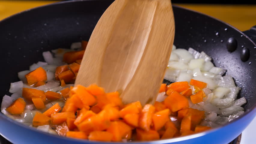 fry carrots and onions