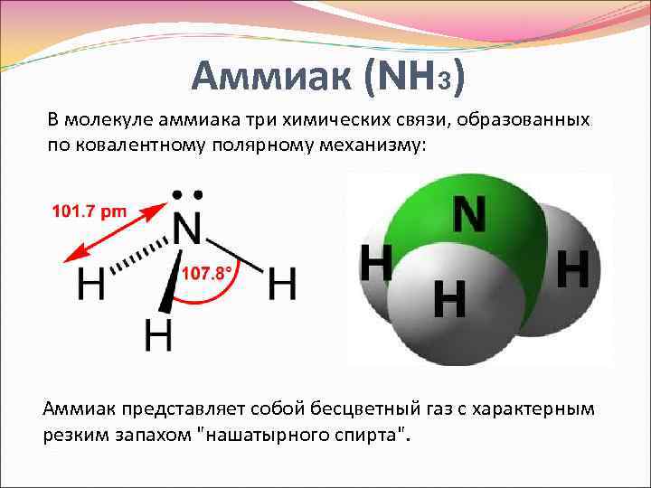 Химическая связь в молекуле аммиака.