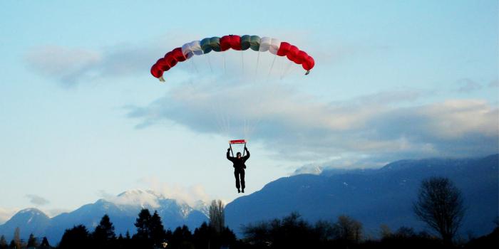 The height of the first parachute jump without an instructor in meters