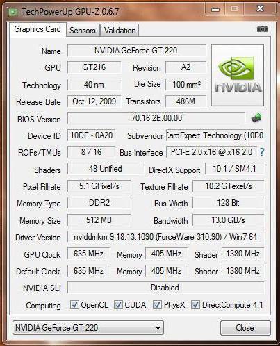 видеокарта NVIDIA GeForce GT 220 