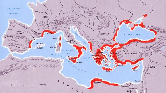 Греческая колонизация и торговля 800 500гг до н э контурная карта