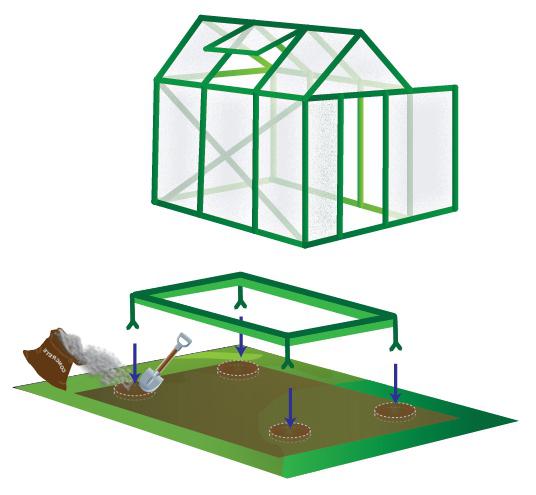 do-it-yourself foundation for a greenhouse under polycarbonate