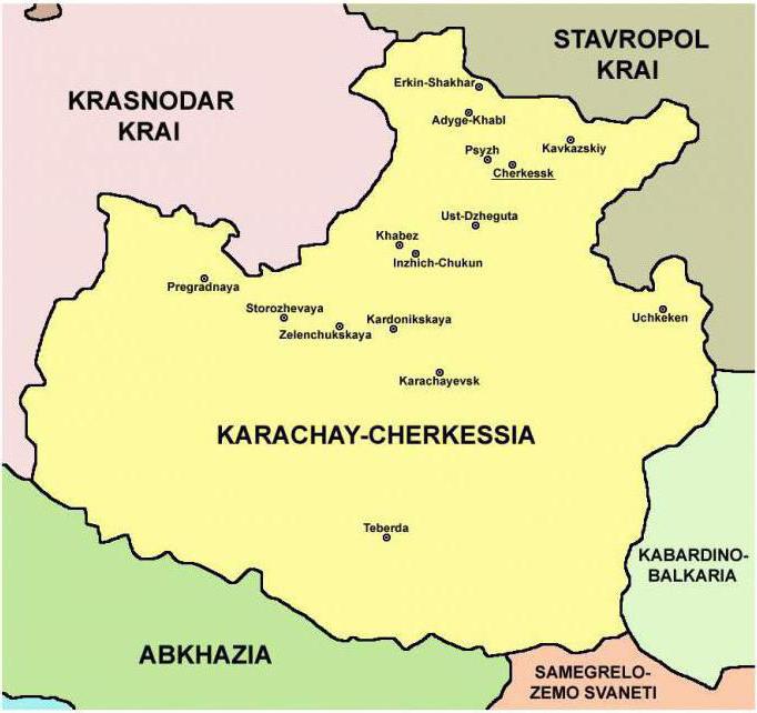 Карачаево-Черкесия на карте