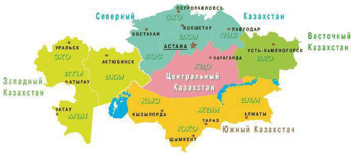 карта регионов Казахстана 
