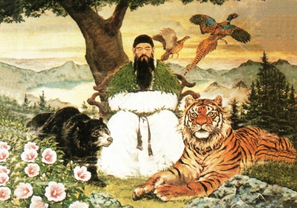 Легендарный Хванун с медведицей и тигром