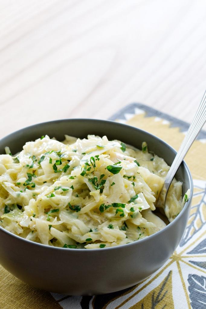 Stewed cabbage in milk