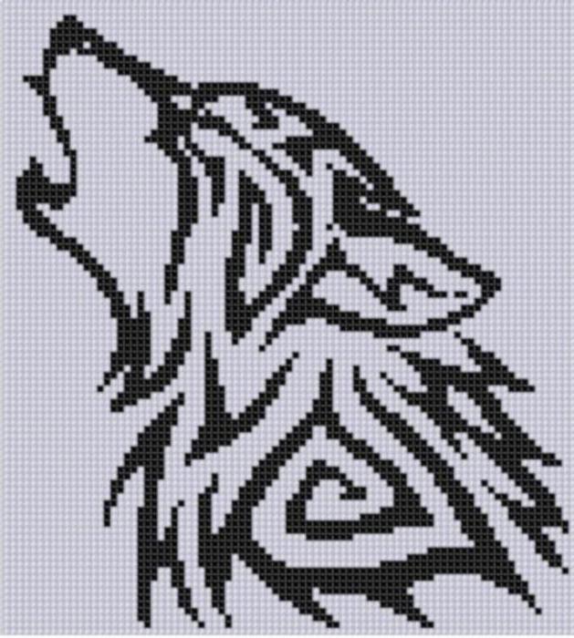 схема вышивки крестом волк