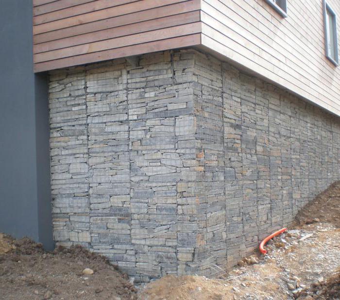 filling gabions with stone