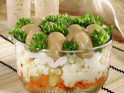 салат лесная полянка рецепт с шампиньонами