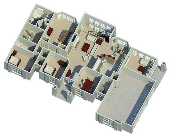 Layout of a one-story house 12 to 12 with 3 bedrooms