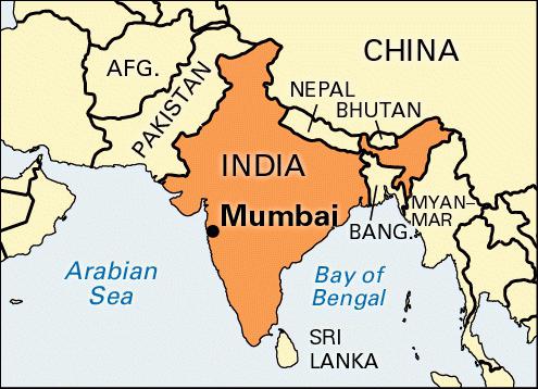 mumbai on a world map