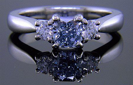 кольцо с голубым бриллиантом