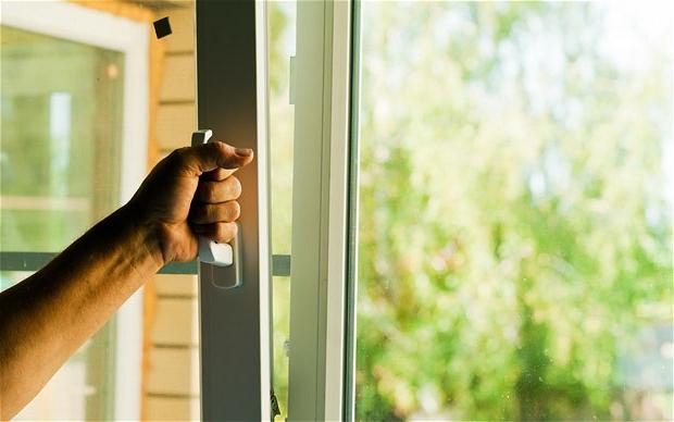 window installation in a wooden house