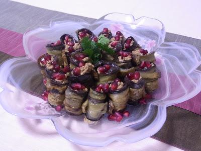 рулетики из баклажана с грецкими орехами