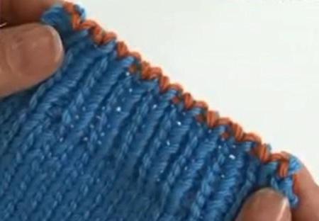 how to close loops on an elastic band with knitting needles