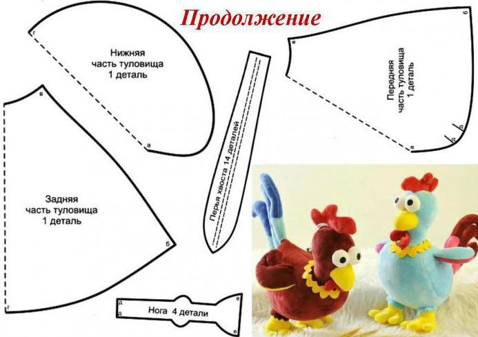 rooster pattern of soft toys