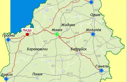 карта беларуси с городами