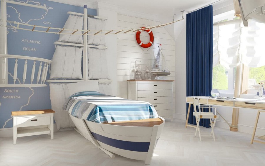 кровать в морском стиле