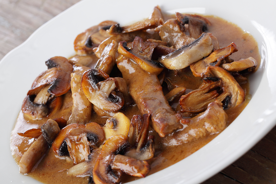 meat with mushrooms