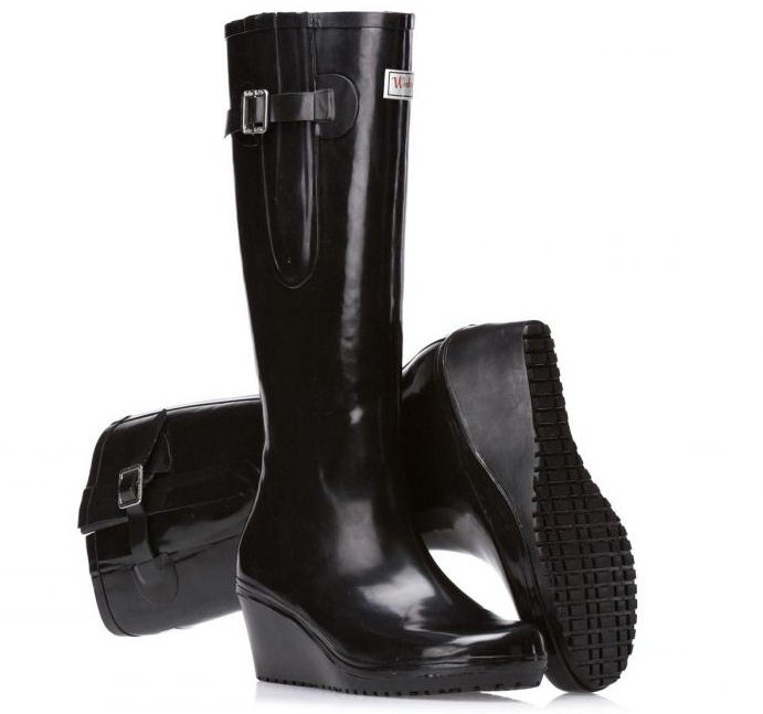 wedge welly fleece fashion wellies