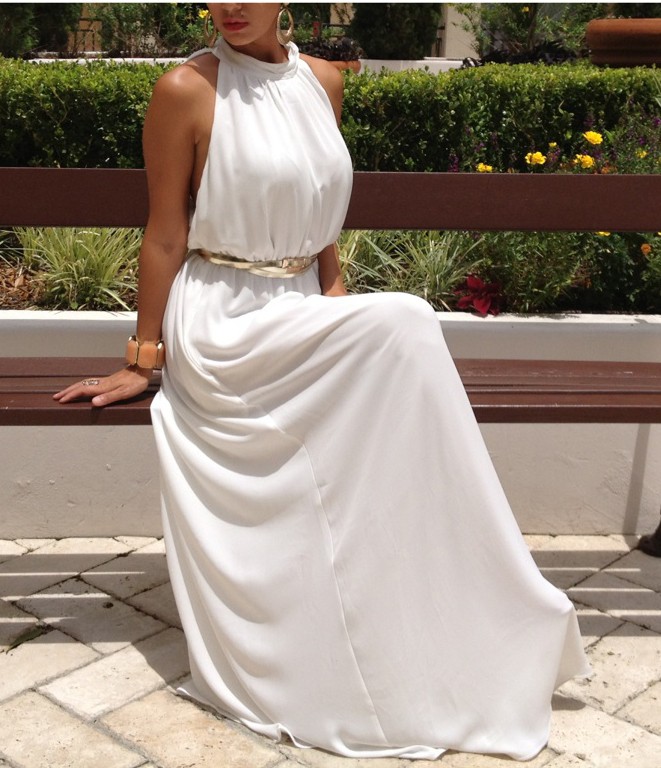 Белое платье пол