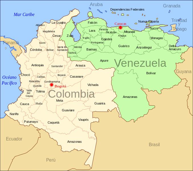 Colombia on a world map