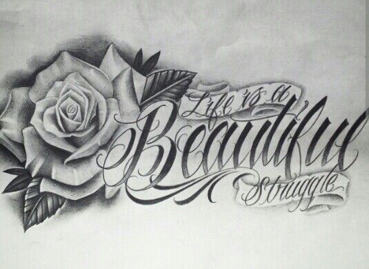 эскиз татуировки розы с надписью