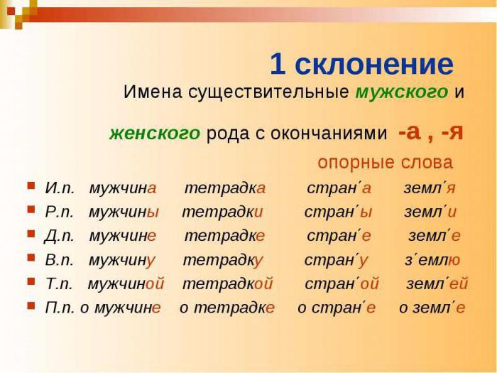склонения в русском языке