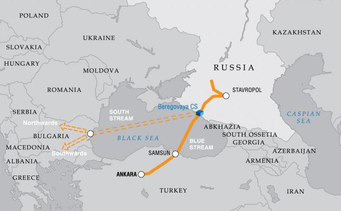 Газопровод Голубой поток на карте