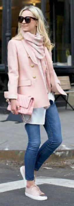 pink jacket with a scarf