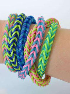 A bracelet made of elastic bands. Caterpillar