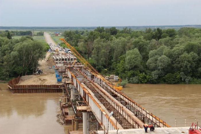 bridge in Varenikovskaya across the Kuban River