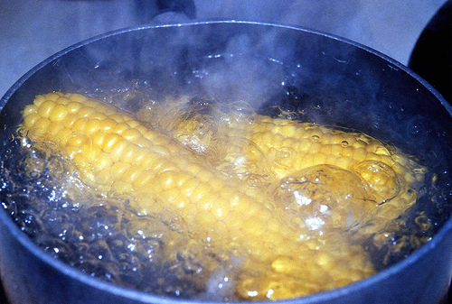 Приготовление вареной кукурузы.