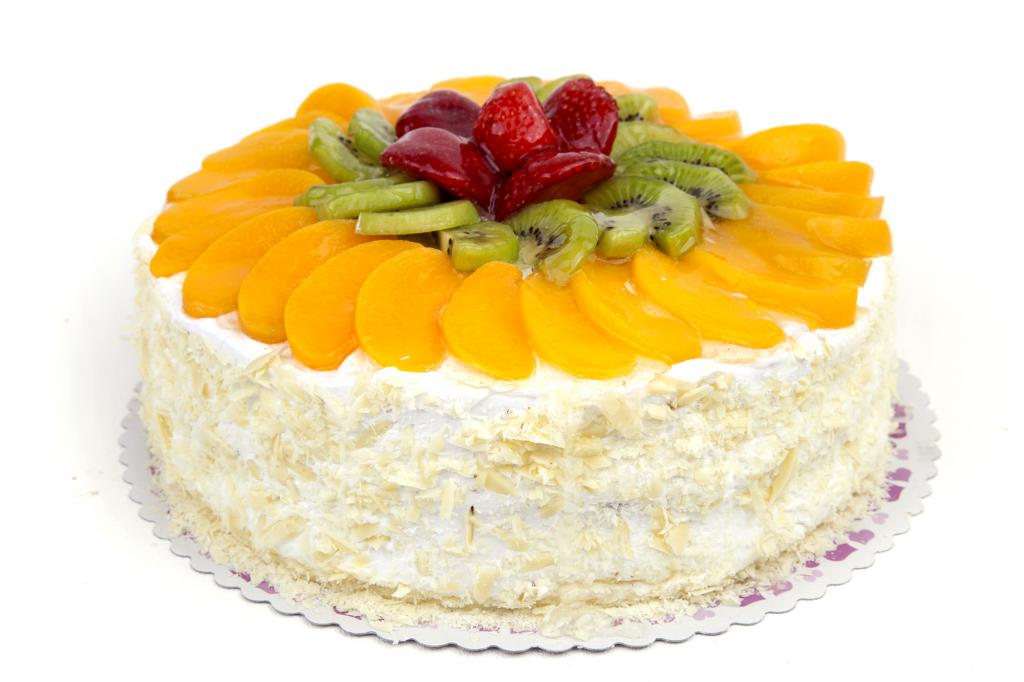 Творожно белковый торт с фруктами